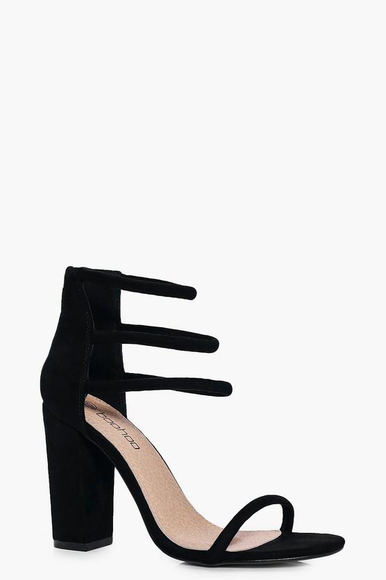 Eve Three Strap Ankle Band Block Heel